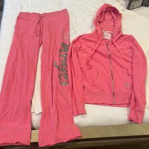Hot pink Victoria secret sweat suit set size small
